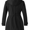 Women's Plus Size Trench Coat Double-Breasted Waterproof Lapel Overcoat Stylish Pea Coat with Detachable Hood