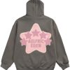 Womens Graphic Hoodies Pink Star Print Hoodie Unisex Oversized Hoodies Long Sleeve Pocket Pullover