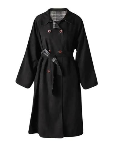 Women's Solid Color Lapel Spring Long-Sleeved Reversible Oversized Trench Coat