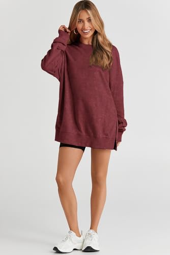 Womens Sweatshirt Casual Long Sleeve Crewneck Lightweight Pullover Tops Loose Sweatshirts