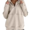 Women's Half Zip Sweatshirts Fleece Stand Collar Long Sleeve Thumb Hole Oversized Pullovers with Pockets
