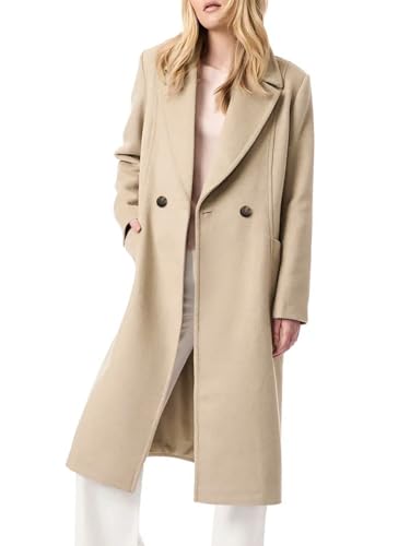 Women's Notch Lapel Collar Pea Coat Long Sleeve Casual Fall Winter Long Overcoat with Belt