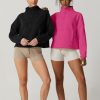 Women Half Zip Fleece Sweatshirt Mock Neck Long Sleeve Winter Cozy Sherpa Pullover Sweater Tops