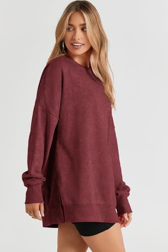 Womens Sweatshirt Casual Long Sleeve Crewneck Lightweight Pullover Tops Loose Sweatshirts
