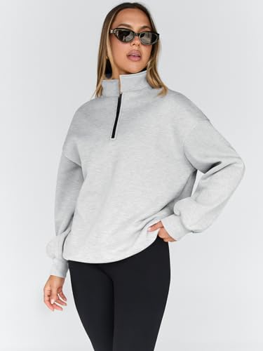 Womens Oversized Sweatshirts Fall Sweaters Fashion Hoodies Half Zip Pullover Long Sleeve Shirts Clothes