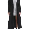 Women's Double Breasted Maxi Long Winter Wool Trench Coat Hooded Thick Warm Overcoats