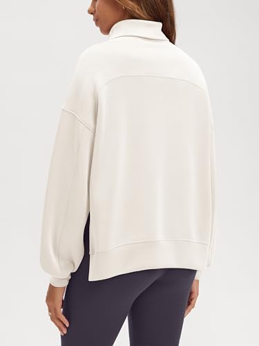 Modal Soft Split Hem Turtleneck Sweatshirts for Women Long Sleeve Casual Pullover Top