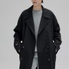 Mens Oversized Long Trench Coat Double Breasted Lapel Windproof Overcoat With Belt
