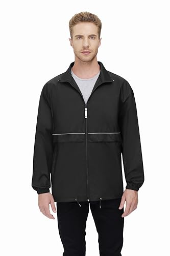 Men's Rain Jacket Cycling Running Jackets Waterproof Raincoat with Hood Windbreaker Hiking Jacket Rain Coat