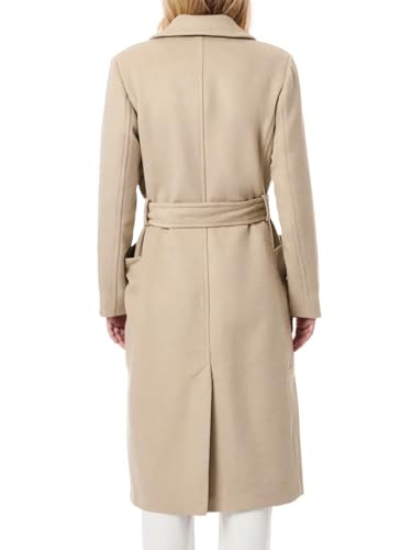 Women's Notch Lapel Collar Pea Coat Long Sleeve Casual Fall Winter Long Overcoat with Belt