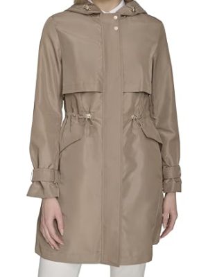 Womens Travel Packable Casual Trench Style Parka Jacket
