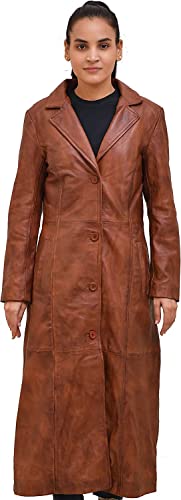 Long body Leather Coat for Women - Lambskin Black Full body Trench Coat - Leather Car Coat