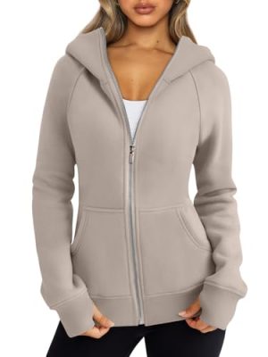 Womens Zip Up Hoodies Fleece Jackets Oversized Sweatshirts Fall Fashion Outfits Sweaters Winter Clothes