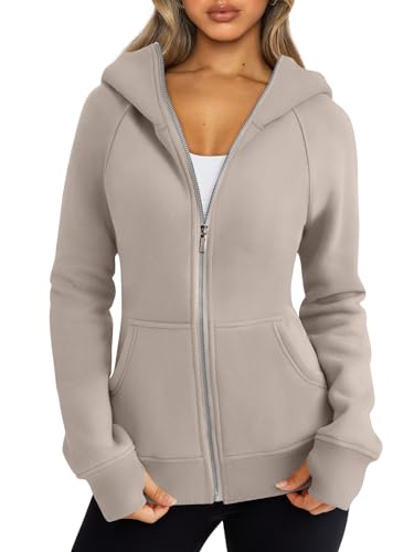 Womens Zip Up Hoodies Fleece Jackets Oversized Sweatshirts Fall Fashion Outfits Sweaters Winter Clothes