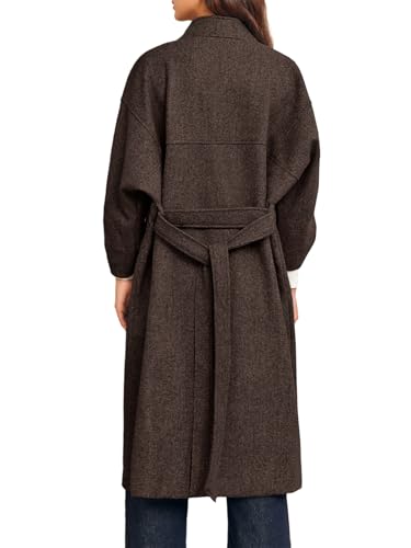 Womens Long Pea Coats Oversized Wrap Wool Blend Trench Coats Winter Open Front Cardigan Overcoats