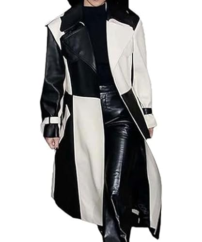 Yolo Jackets Women's Casual Real Lambskin Designer Handmade Two Tone Long Leather Trench Coat Women Full Length Overcoat