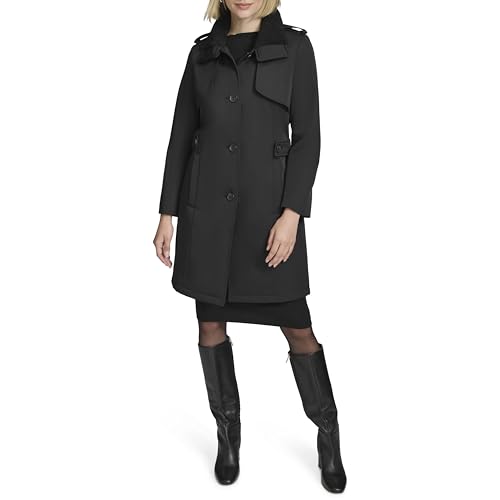 Women's Classic Transitional Water-Resistant Insulated Trench Coat, Black
