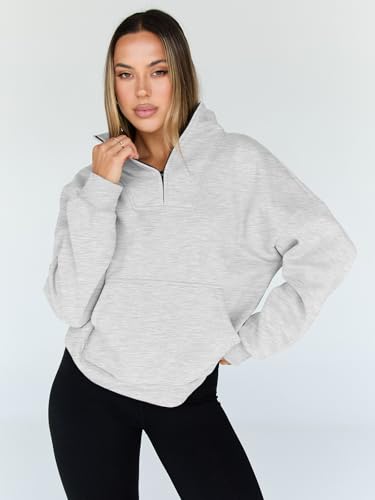 Womens Oversized Sweatshirts Half Zip Pullover Fall Long Sleeve Quarter Zip Hoodies Teen Girls Y2K Clothes