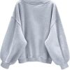 Womens V Neck Oversized Sweatshirts Casual Drop Shoulder Long Sleeve Pullover Tops