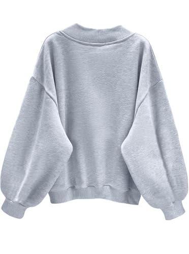 Womens V Neck Oversized Sweatshirts Casual Drop Shoulder Long Sleeve Pullover Tops