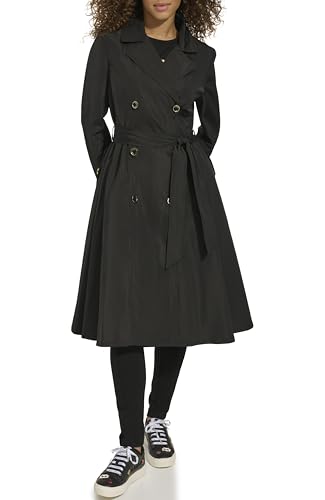 womens Long Flared Belted Trench Coat