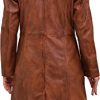 Long body Leather Coat for Women - Lambskin Black Full body Trench Coat - Leather Car Coat