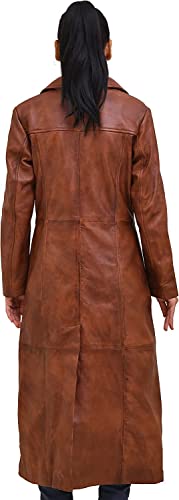 Long body Leather Coat for Women - Lambskin Black Full body Trench Coat - Leather Car Coat