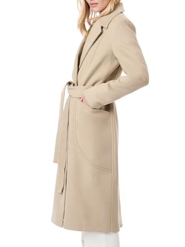 Women's Notch Lapel Collar Pea Coat Long Sleeve Casual Fall Winter Long Overcoat with Belt