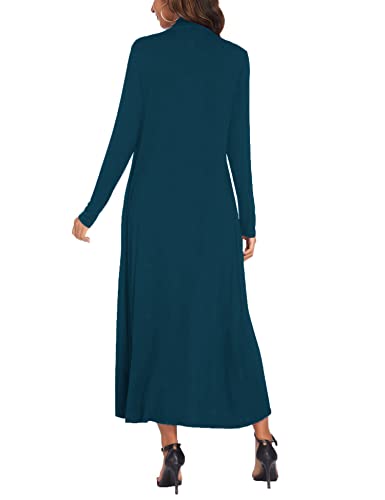 Women Floor Length Open Front Cardigan Lightweight Long Sleeve Maxi Duster with Pockets (S-3XL)
