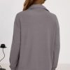 Womens Sweatshirt Waffle Knit Long Sleeve Lapel Half Zip Up Casual Lightweight Soft Sweatshirts Loose Pullover Tops
