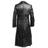 Men's Faux Leather Long Trench Coat Full Length Windproof Overcoat Fashion Vintage Open Front Cardigan Jacket
