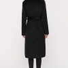 Womens Wool Coat Double Breasted Pea Coat Winter Long Trench Coat with Belt