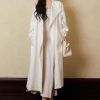 Women's Solid Color Tie-Down Loose Korean-Style Spring Plus-Size Long Linen Trench Coat