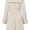 Women's Double Breasted Waterproof Trench Coat Classic Lapel Overcoat with Belt