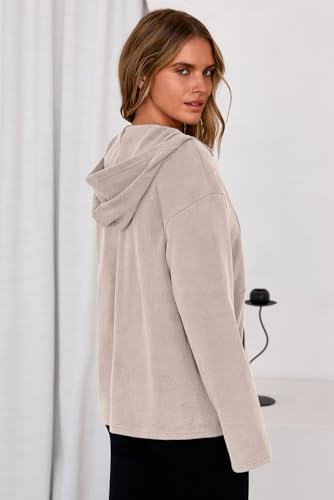 Hoodies for Women Soft Fleece Half Zip Up Hoodie Long Sleeve Casual Pullover Oversized Sweatshirt Hooded Tops