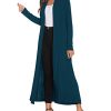 Women Floor Length Open Front Cardigan Lightweight Long Sleeve Maxi Duster with Pockets (S-3XL)