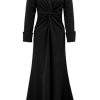 Womens Twist-Front Maxi Coat