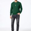 Mens Crewneck Sweatshirt Casual Long Sleeve Texture Pullover Shirt for Men