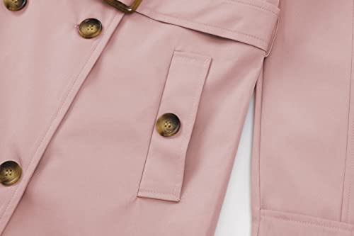 Women's Double Breasted Trench Coats Mid-Length Belted Overcoat Long Dress Jacket with Detachable Hood