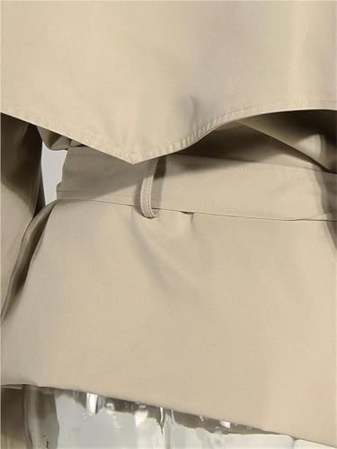 Women's Trench Coat Lapel Long Sleeve Lace Up Button Front Jacket Solid Color Fashion Chic Outerwear