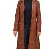 Long body Leather Coat for Women - Lambskin Black Full body Trench Coat - Leather Car Coat
