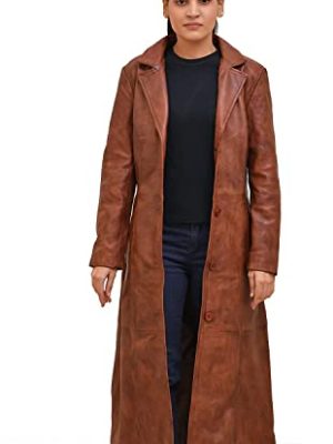 Long body Leather Coat for Women - Lambskin Black Full body Trench Coat - Leather Car Coat
