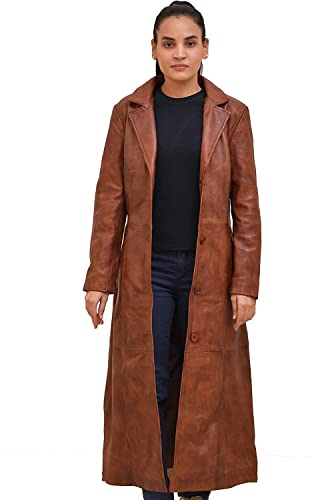 Long body Leather Coat for Women - Lambskin Black Full body Trench Coat - Leather Car Coat