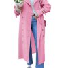 Womens Long Trench Coat Oversized Double Breasted Windproof Classic Lapel Casual Fall Overcoat