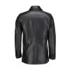 TLC Black Real Leather Trench Coat for Men – 3/4 Length Car Coat – Genuine Lambskin Jacket - Classic Button-Up Soft Coat Men