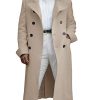 Men's Notch Lapel Double Breasted Long Trench Coat Casual Cotton Blend Peacoat