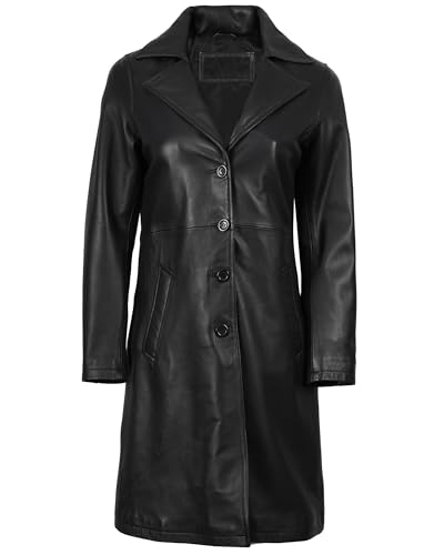 Leather Car Coats for Womens - Real Long Leather Jacket Women Premium Lambskin Leather Coat For Women