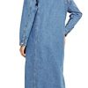 Womens Classic Jean Jacket Plus Size Loose Long Sleeve Button Down Denim Trench Coat