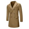 Mens Trench Coat Long Casual Single Brested Overcoat Winter Notched Collar Wool Blend Peacoat with Pockets