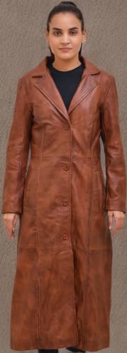 Long body Leather Coat for Women - Lambskin Black Full body Trench Coat - Leather Car Coat